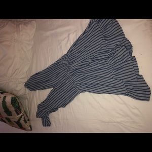 Blue and white striped romper